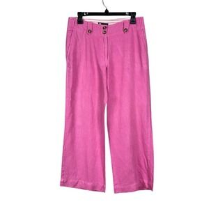 Carole Little Women Linen Wide Leg Baggy Pant Size 6 Beach Coquette Preppy Pink